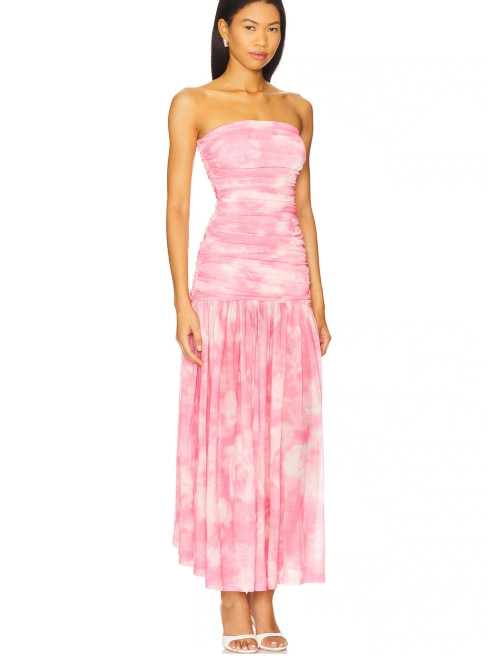 NWT Bardot Solana Mesh Maxi Dress in Pink Flora